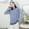 Turtleneck hand knitted sweater women warm stripe pullover top sweaters ladies